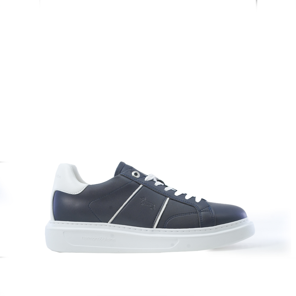 HARMONT AND BLAINE NAVY SNEAKER WITH CONTRATING DETAILS