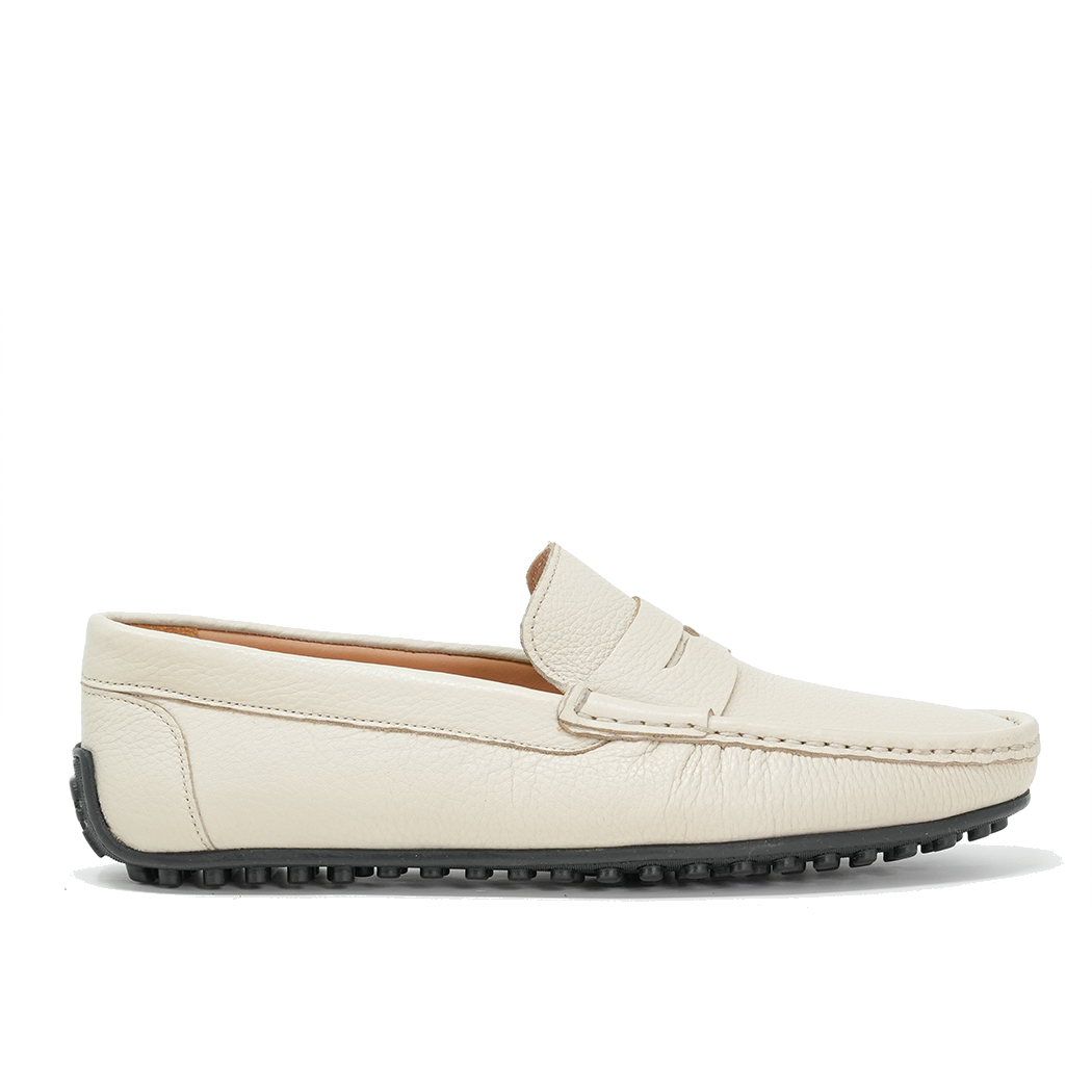 PARKLAND GRAINED OFFWHITE LEATHER MOCCASIN