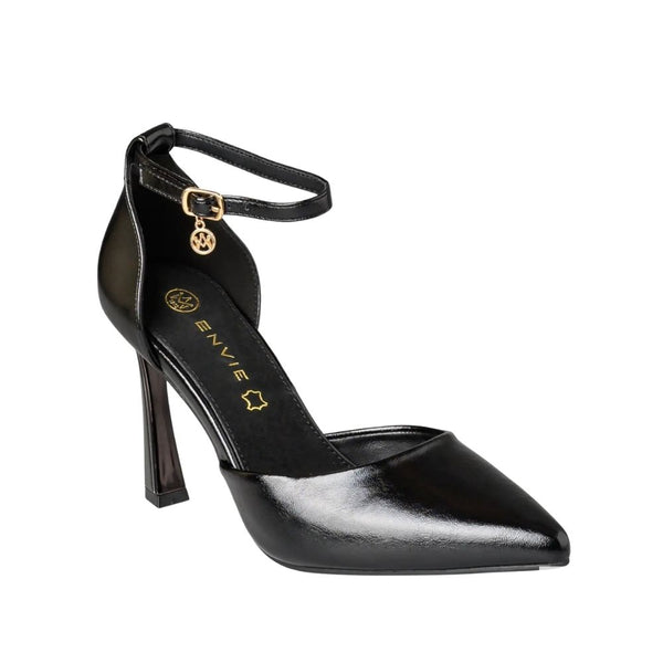 Envie Ankle-Strap Heels with Gold Charm