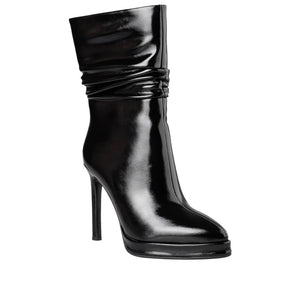 Envie Patent-Effect Ruched Platform Boots