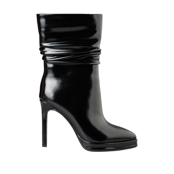Envie Patent-Effect Ruched Platform Boots