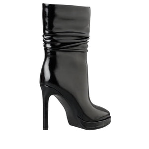 Envie Patent-Effect Ruched Platform Boots