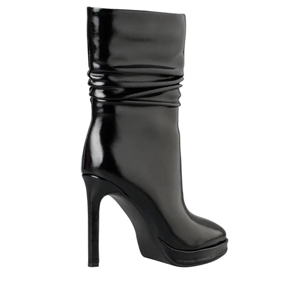 Envie Patent-Effect Ruched Platform Boots