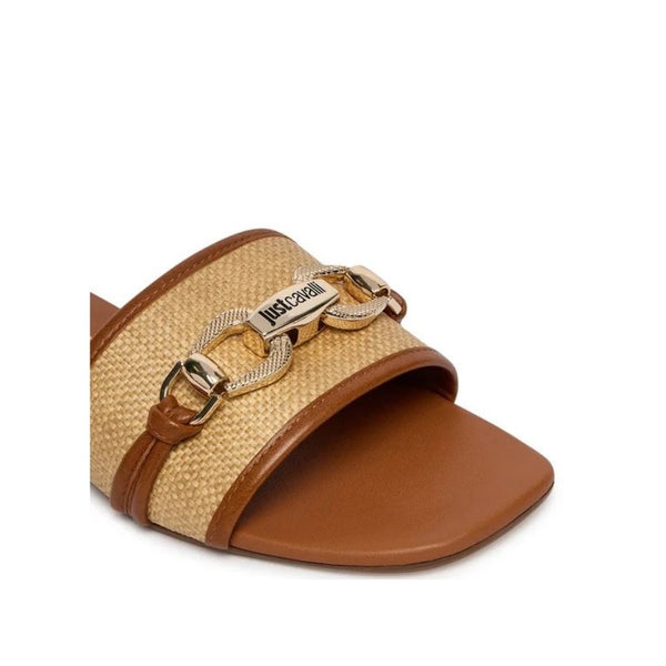 Just Cavalli Raffia Chain Detail Slides