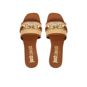 Just Cavalli Raffia Chain Detail Slides