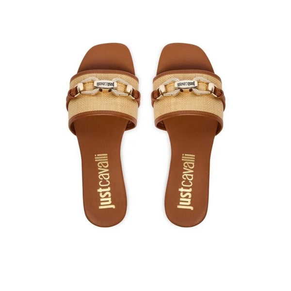 Just Cavalli Raffia Chain Detail Slides