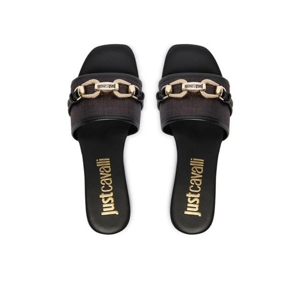 Just Cavalli Raffia Chain Detail Slides