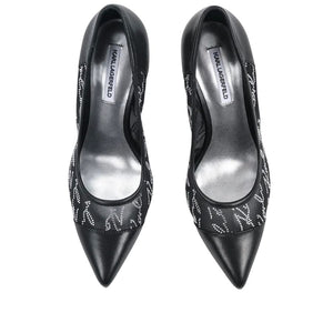 Karl Lagerfeld Rhinestone Mesh Pointed-Toe Pumps