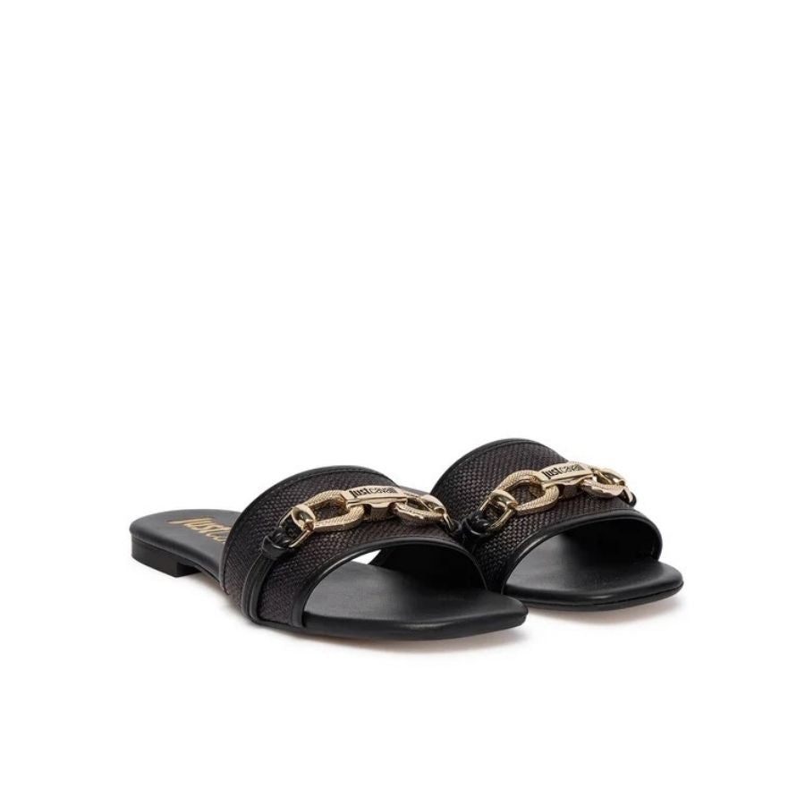 Just Cavalli Raffia Chain Detail Slides