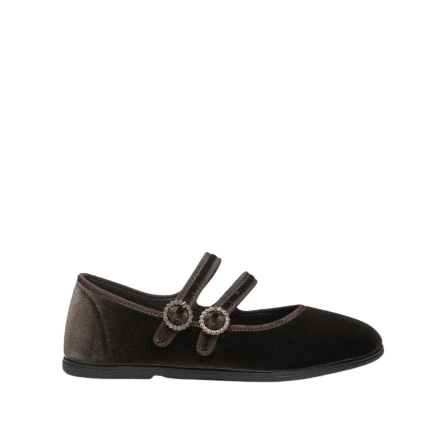 Macarena Double-Strap Velvet Mary Jane