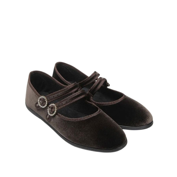Macarena Double-Strap Velvet Mary Jane