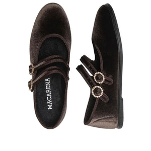 Macarena Double-Strap Velvet Mary Jane