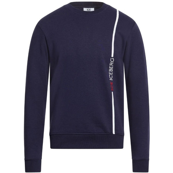 Iceberg Logo Stripe Crewneck Sweatshirt