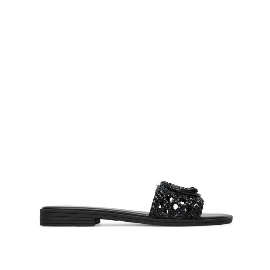 Just Cavalli Black Woven Flat Slides