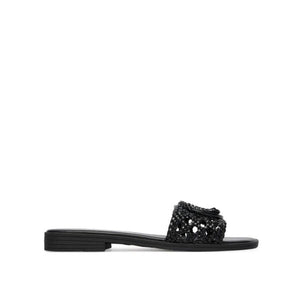 Just Cavalli Black Woven Flat Slides