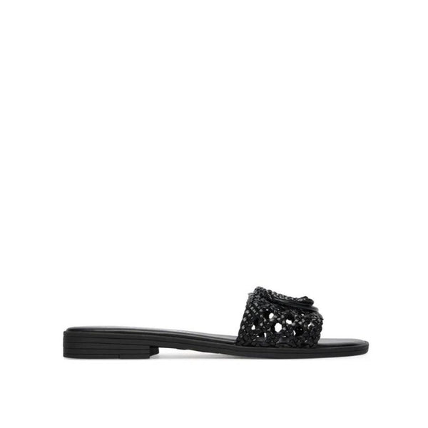 Just Cavalli Black Woven Flat Slides