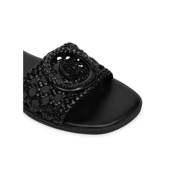 Just Cavalli Black Woven Flat Slides