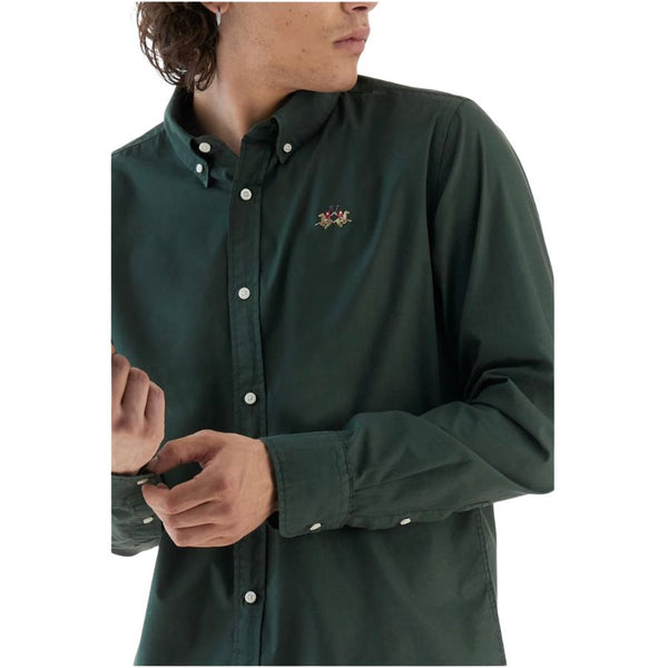 La Martina Slim-fit button-down collar cotton shirt