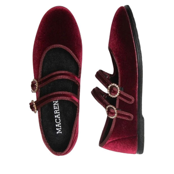 Macarena Double-Strap Velvet Mary Jane