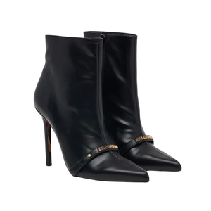 Just Cavalli Black Pointed-Toe Ankle Boots