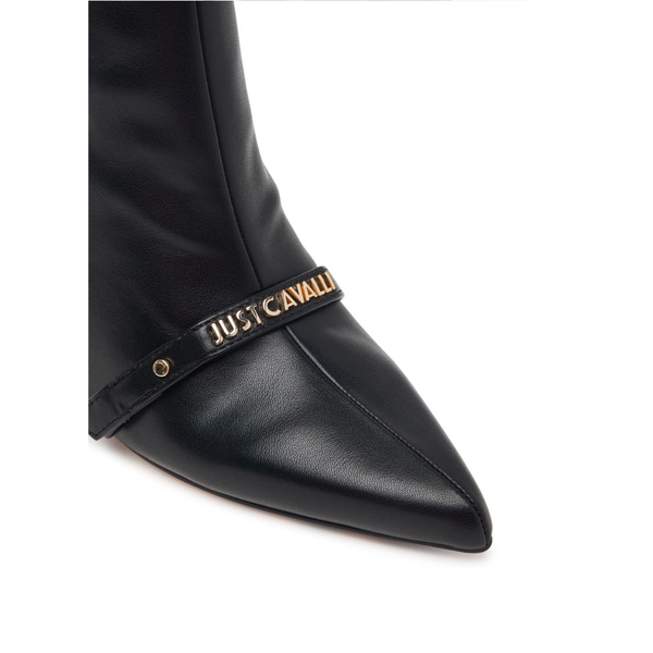 Just Cavalli Black Pointed-Toe Ankle Boots