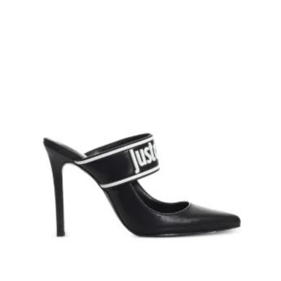 Just Cavalli Logo Strap Mule Heels