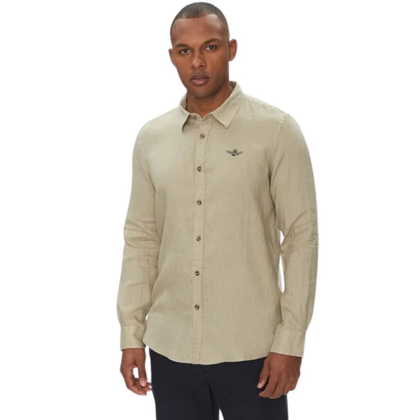 Aeronautica Militare Linen Button-Up Long Sleeve Shirt