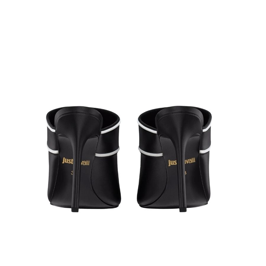 Just Cavalli Logo Strap Mule Heels