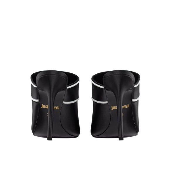 Just Cavalli Logo Strap Mule Heels