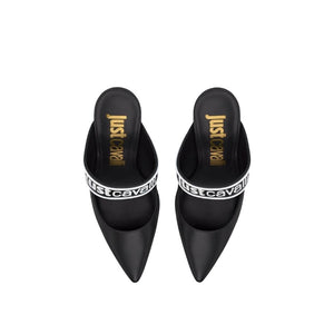 Just Cavalli Logo Strap Mule Heels