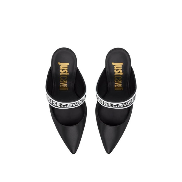 Just Cavalli Logo Strap Mule Heels