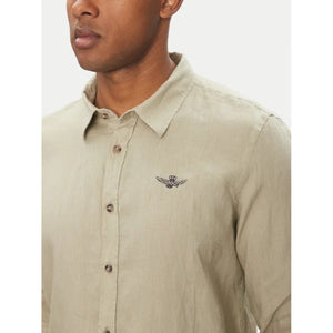 Aeronautica Militare Linen Button-Up Long Sleeve Shirt