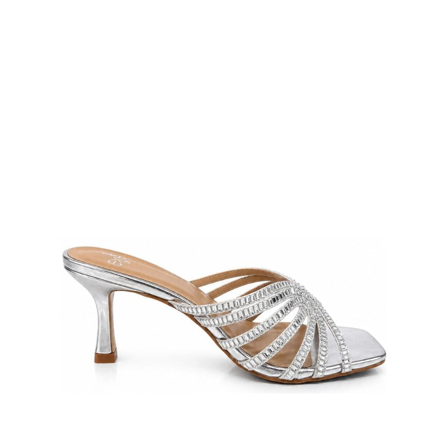 Exe Rhinestone Mule Heel Sandals