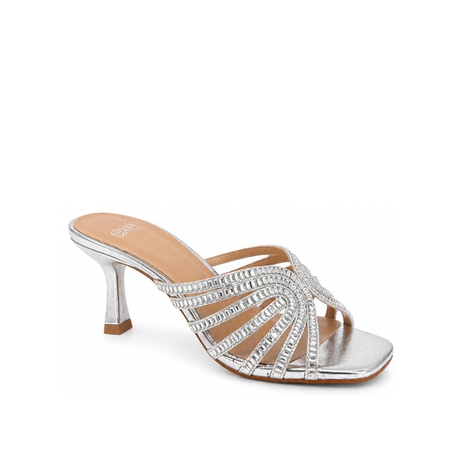 Exe Rhinestone Mule Heel Sandals