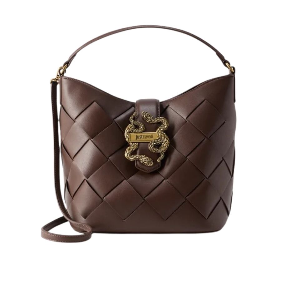 Just Cavalli Woven Snake Buckle Bag