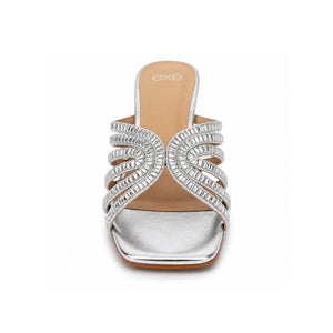 Exe Rhinestone Mule Heel Sandals