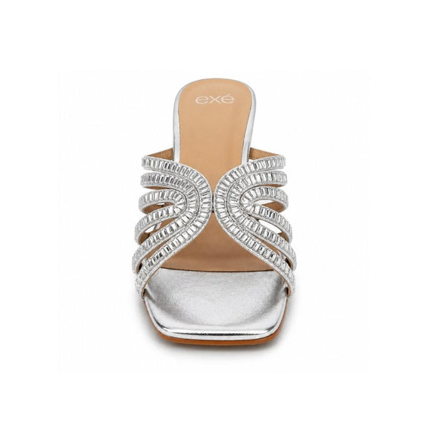 Exe Rhinestone Mule Heel Sandals