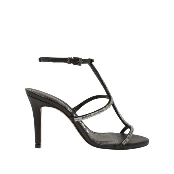Santa Lolla T-Strap Heels with Metallic Detail