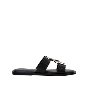 Envie Brown Buckle Slide Sandals