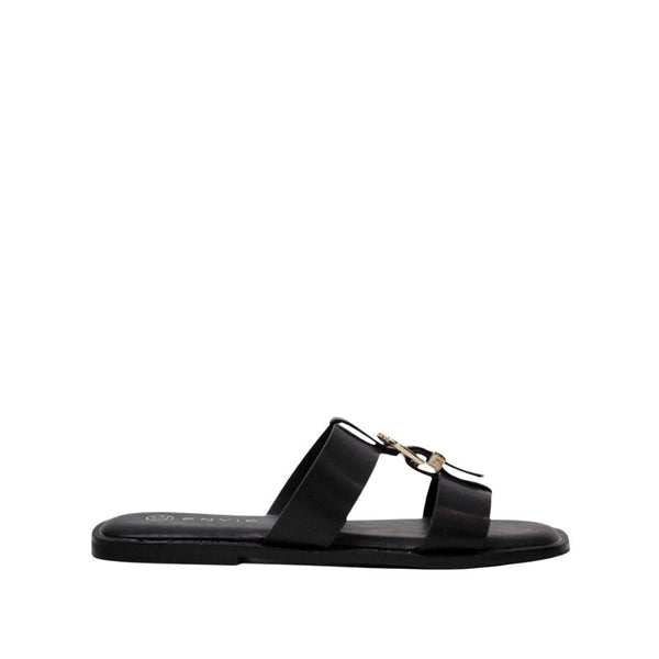 Envie Brown Buckle Slide Sandals