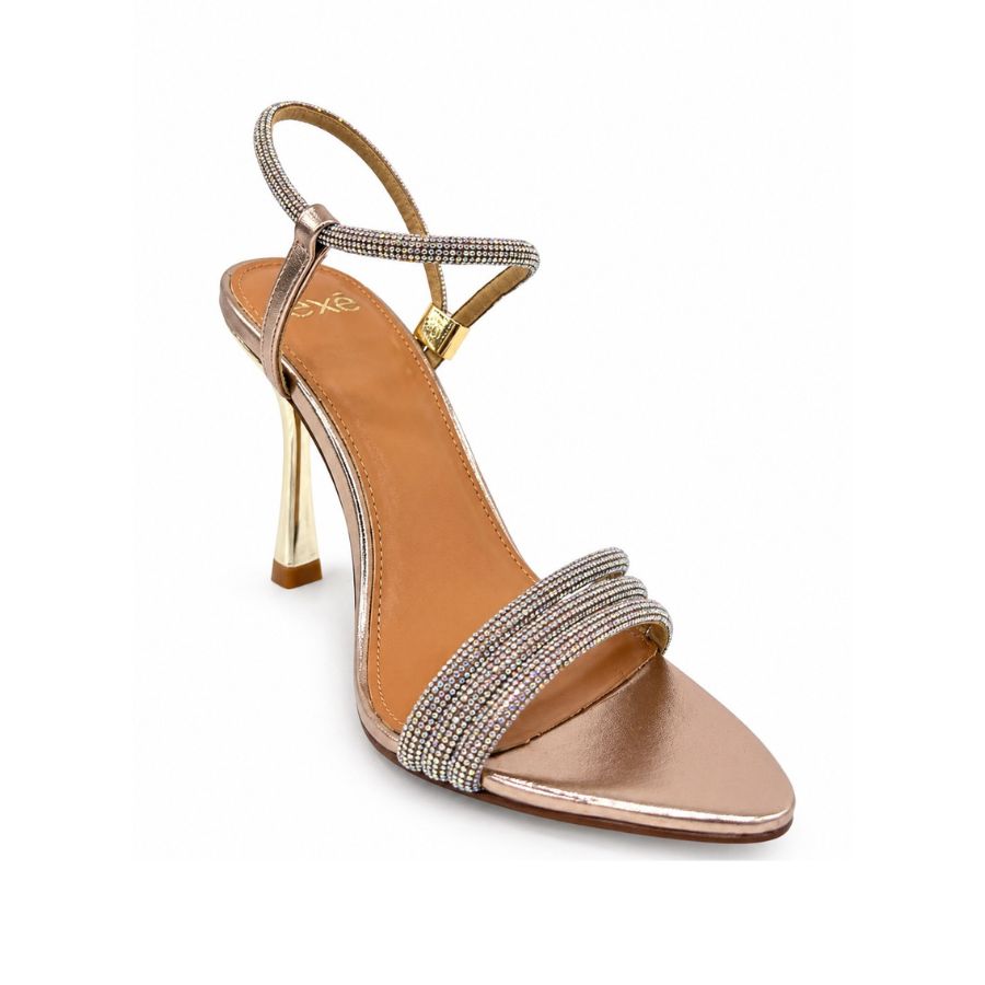 Exe Champagne Rhinestone Heel Sandals
