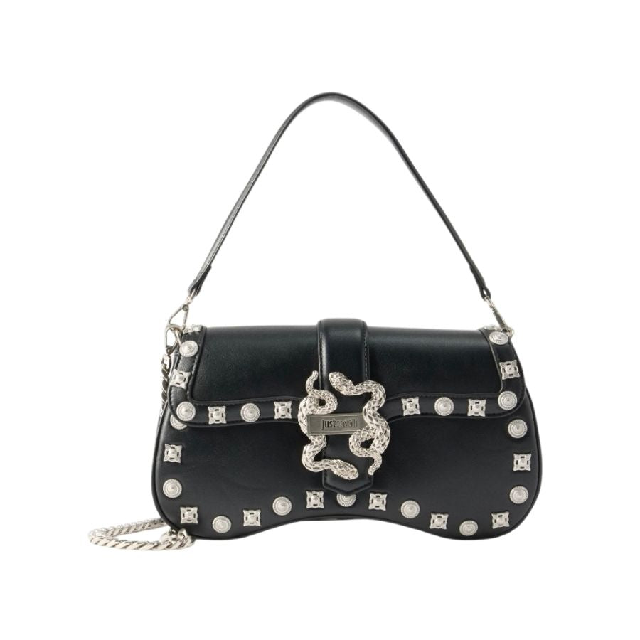 Just Cavalli Snake Buckle Studded Bag