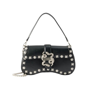 Just Cavalli Snake Buckle Studded Bag