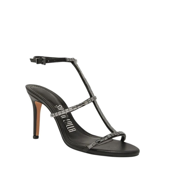 Santa Lolla T-Strap Heels with Metallic Detail