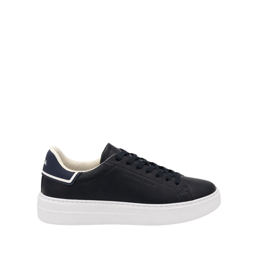 Harmont & Blaine Navy Leather Court Sneakers