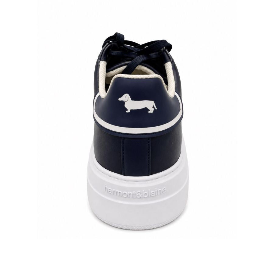 Harmont & Blaine Navy Leather Court Sneakers