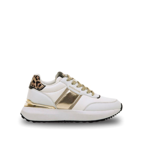 Mariamare Platform With Gold & Leopard Details - White | Gold