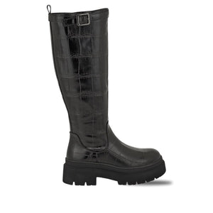 Exe croc-effect platform knee boots