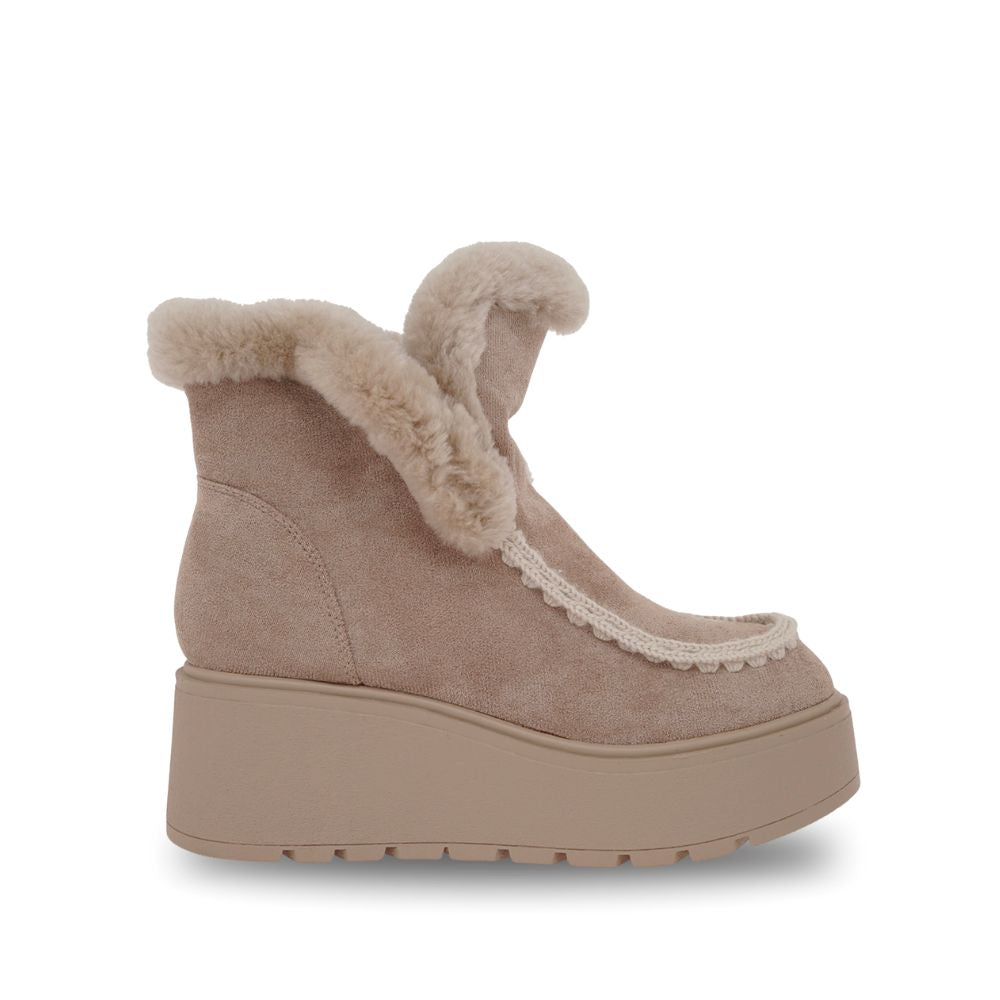 Exe Faux Fur Platform Ankle Boots - Beige