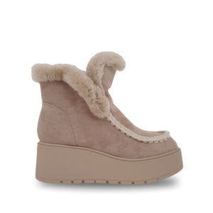 Exe Faux Fur Platform Ankle Boots - Beige